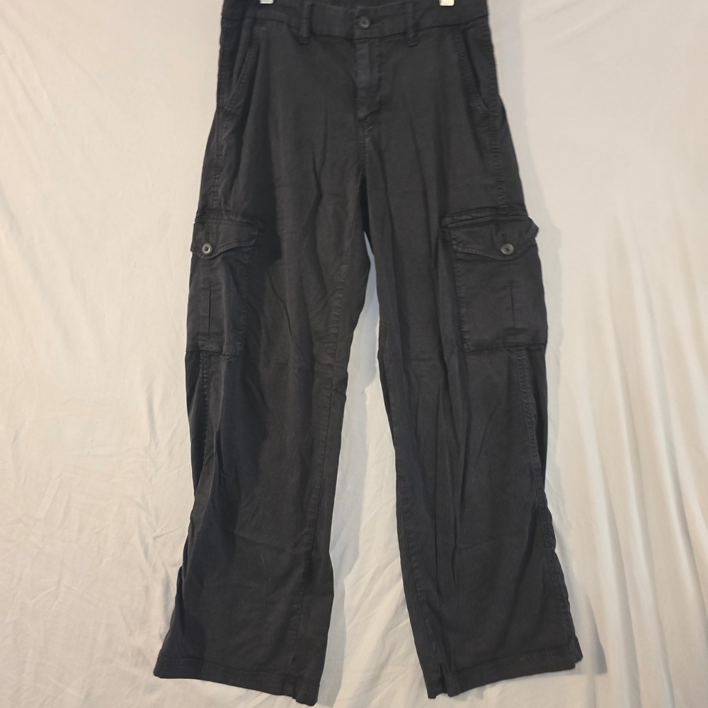 American Eagle Cargo Pants womens 0 Black Straight Leg Utility Trousers Pockets